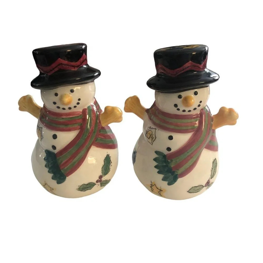 VINTAGE SANGO 1990's Snowman Salt & Pepper Shakers Christmas Xmas Winter
